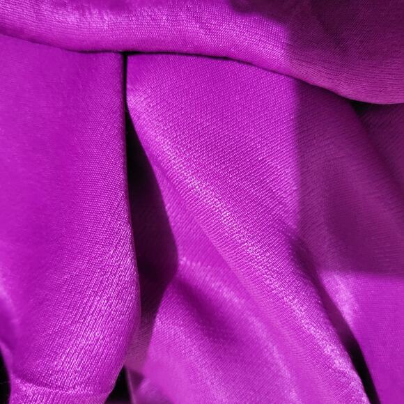 Anthropologie Satin Slip Skirt Purple Magenta Slit Midi Column Viscose Medium - Picture 5 of 14